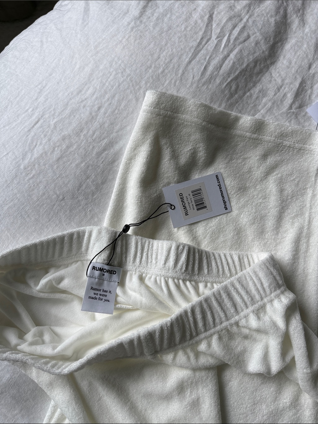 Rumored Lounge Pant Medium In White Terry — image 5 of 8